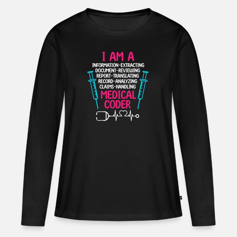 Spécialiste du codage de codeur médical - T-shirt manches longues Premium bio Femme - noir