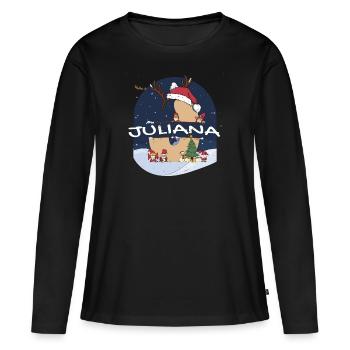 Ontzagwekkende Juliana Naam w Kerstmuts in Kerstmis Thema - Vrouwen Premium Bio shirt met lange mouwen - zwart - Voor - Julia (174cm)
