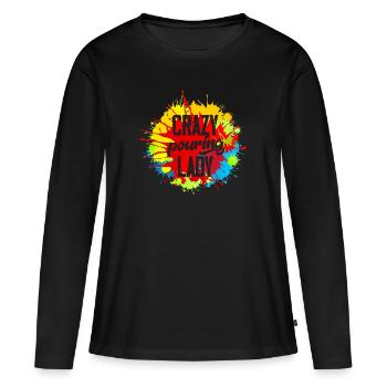 Dame folle qui verse - T-shirt manches longues Premium bio Femme - noir - Devant - Julia (174cm)