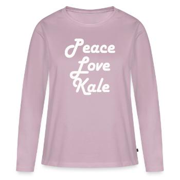 Cute Vegetarian Gift Vegan Quote Peace Love Kale - Frauen Premium Bio Langarmshirt - Altrosa - Vorne - Julia (174cm)