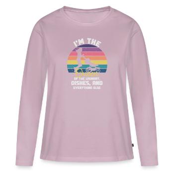 Königin der Wäsche, des Geschirrs und alles andere - Frauen Premium Bio Langarmshirt - Altrosa - Vorne - Julia (174cm)