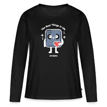 The Best Things in Life Are Bytes - Women's Premium Organic Long Sleeve Shirt - black - Front - Julia (174cm)