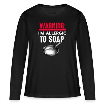 Poêle en fonte Lover Friture Poêle Drôle De Cuisson - T-shirt manches longues Premium bio Femme - noir - Devant - Julia (174cm)