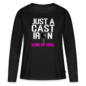 Poêle en fonte Lover Friture Poêle Drôle De Cuisson - T-shirt manches longues Premium bio Femme - noir - Devant - Julia (174cm)