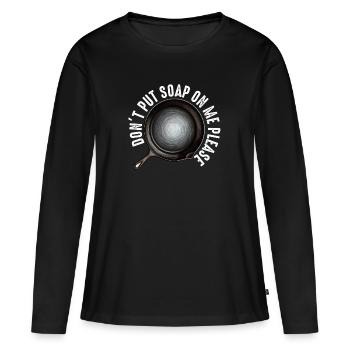 Poêle en fonte Lover Friture Poêle Drôle De Cuisson - T-shirt manches longues Premium bio Femme - noir - Devant - Julia (174cm)