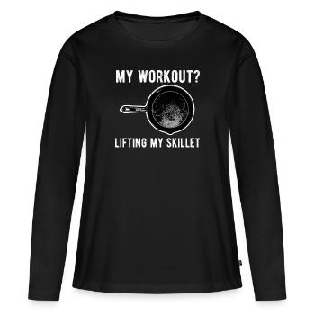 Poêle en fonte Lover Friture Poêle Drôle De Cuisson - T-shirt manches longues Premium bio Femme - noir - Devant - Julia (174cm)