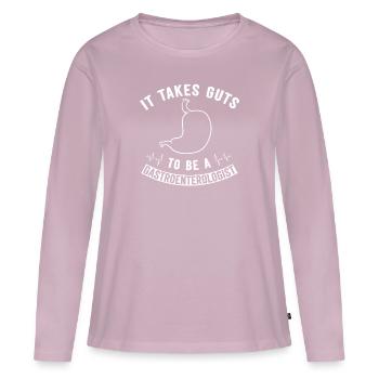 Gastro-entérologie Endoscopie Coloscopie - T-shirt manches longues Premium bio Femme - rose poudré - Devant - Julia (174cm)
