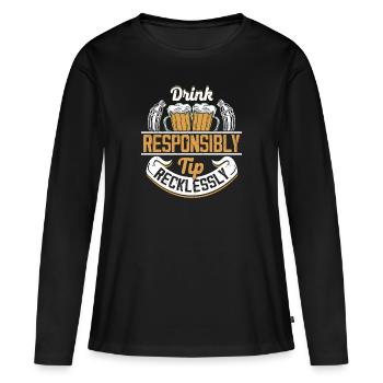 Drink Responsibly Tip Recklessly Barman Cocktail B - Frauen Premium Bio Langarmshirt - Schwarz - Vorne - Julia (174cm)