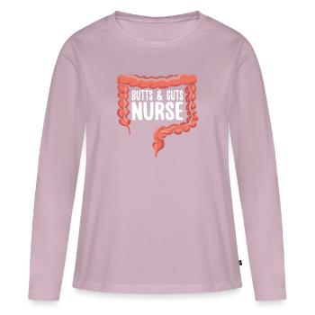 Gastro-entérologie Endoscopie Coloscopie - T-shirt manches longues Premium bio Femme - rose poudré - Devant - Julia (174cm)