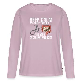 Gastro-entérologie Endoscopie Coloscopie - T-shirt manches longues Premium bio Femme - rose poudré - Devant - Julia (174cm)