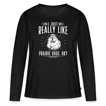 Chien de prairie - T-shirt manches longues Premium bio Femme - noir - Devant - Julia (174cm)