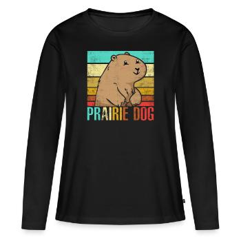 Chien de prairie - T-shirt manches longues Premium bio Femme - noir - Devant - Julia (174cm)
