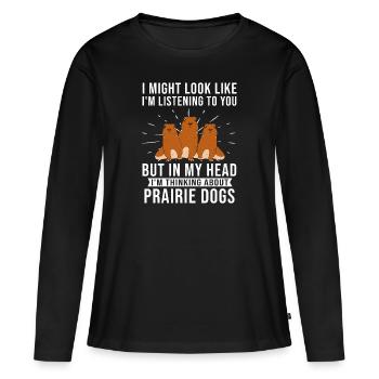 Chien de prairie - T-shirt manches longues Premium bio Femme - noir - Devant - Julia (174cm)