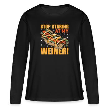 Hotdog Starr nicht auf mein Wiener Würstchen - Frauen Premium Bio Langarmshirt - Schwarz - Vorne - Julia (174cm)