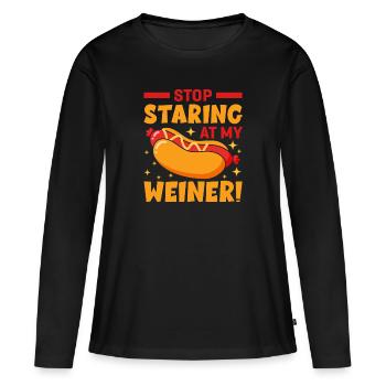 Hotdog Starr nicht auf mein Wiener Würstchen - Frauen Premium Bio Langarmshirt - Schwarz - Vorne - Julia (174cm)