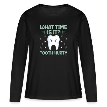 Teeth Dentist Tooth Time Dental Treatment - Women's Premium Organic Long Sleeve Shirt - black - Front - Julia (174cm)