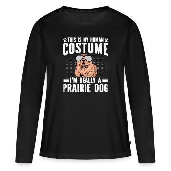 Chien de prairie - T-shirt manches longues Premium bio Femme - noir - Devant - Julia (174cm)
