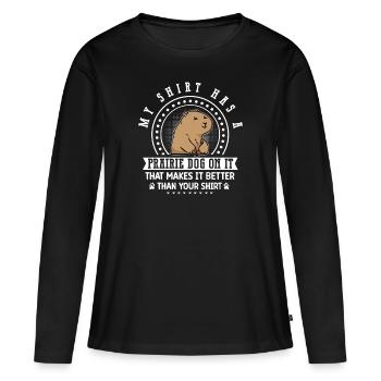 Chien de prairie - T-shirt manches longues Premium bio Femme - noir - Devant - Julia (174cm)