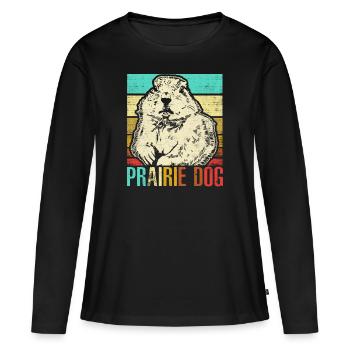 Chien de prairie - T-shirt manches longues Premium bio Femme - noir - Devant - Julia (174cm)