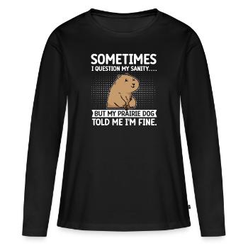 Chien de prairie - T-shirt manches longues Premium bio Femme - noir - Devant - Julia (174cm)