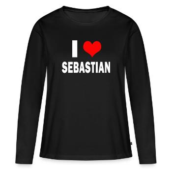 Mignon J’aime Coeur Sebastian Parents Femme Mari - T-shirt manches longues Premium bio Femme - noir - Devant - Julia (174cm)