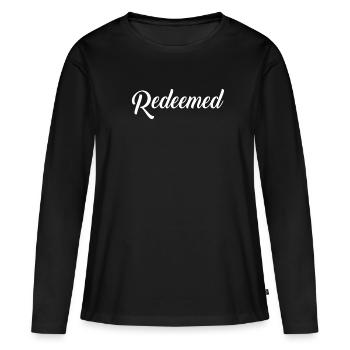 Christian Reformed Quote Salvation Bible Redeemed - Women's Premium Organic Long Sleeve Shirt - black - Front - Julia (174cm)