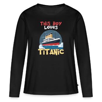 Titanic, ce garçon aime le RMS Titanic - T-shirt manches longues Premium bio Femme - noir - Devant - Julia (174cm)