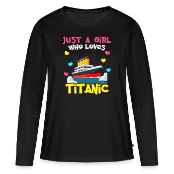 RMS Titanic cadeaux pour les filles Titanic amoureux navire - T-shirt manches longues Premium bio Femme - noir - Devant - Julia (174cm)