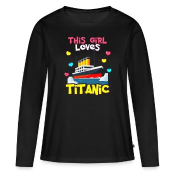 RMS Titanic cadeaux pour les filles Titanic amoureux navire - T-shirt manches longues Premium bio Femme - noir - Devant - Julia (174cm)