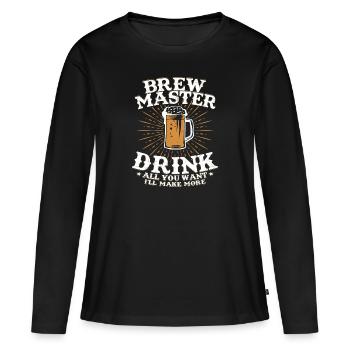 Maître brasseur buvez tout ce que vous voulez brasseur de bière artisanale Ho - T-shirt manches longues Premium bio Femme - noir - Devant - Julia (174cm)