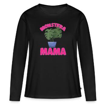 Monstera Deliciosa Albo Plante d’intérieur botanique - T-shirt manches longues Premium bio Femme - noir - Devant - Julia (174cm)