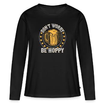 Ne vous inquiétez pas, soyez houblonné bière de brasserie artisanale - T-shirt manches longues Premium bio Femme - noir - Devant - Julia (174cm)