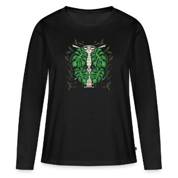 Monstera Deliciosa Albo Plante d’intérieur botanique - T-shirt manches longues Premium bio Femme - noir - Devant - Julia (174cm)