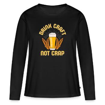 Boire de l’artisanat pas de la merde Homebrew bière de brasseur - T-shirt manches longues Premium bio Femme - noir - Devant - Julia (174cm)