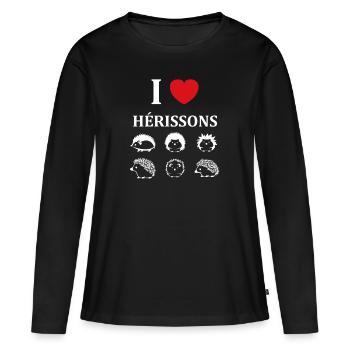 Hérisson - T-shirt manches longues Premium bio Femme - noir - Devant - Julia (174cm)