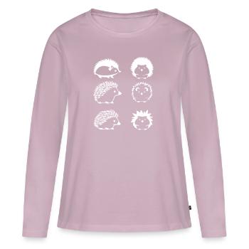 Hérisson - T-shirt manches longues Premium bio Femme - rose poudré - Devant - Julia (174cm)