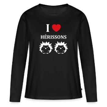 Hérisson - T-shirt manches longues Premium bio Femme - noir - Devant - Julia (174cm)