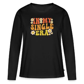 Dans mon ère de célibataire drôle de vie de célibataire - T-shirt manches longues Premium bio Femme - noir - Devant - Julia (174cm)