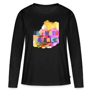 3 ulti flamme - T-shirt manches longues Premium bio Femme - noir - Devant - Julia (174cm)