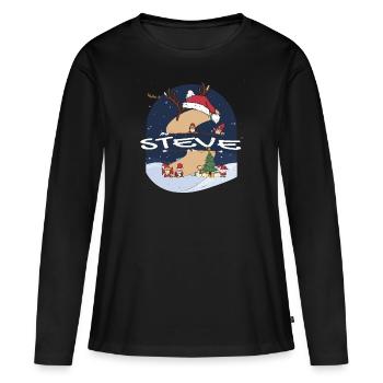 Impressionnant Steve Nom w chapeau de Père Noël dans le thème de Noël - T-shirt manches longues Premium bio Femme - noir - Devant - Julia (174cm)