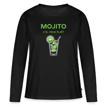 Mojito s'il vous plait - T-shirt manches longues Premium bio Femme - noir - Devant - Julia (174cm)