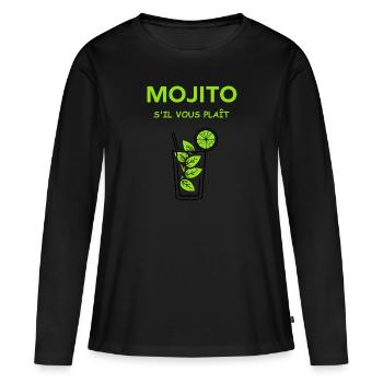 Mojito s'il vous plait - T-shirt manches longues Premium bio Femme - noir - Devant - Julia (174cm)