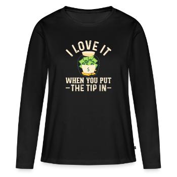 Trinkgeld Trinkgeldglas Tip Kellner Service - Frauen Premium Bio Langarmshirt - Schwarz - Vorne - Julia (174cm)