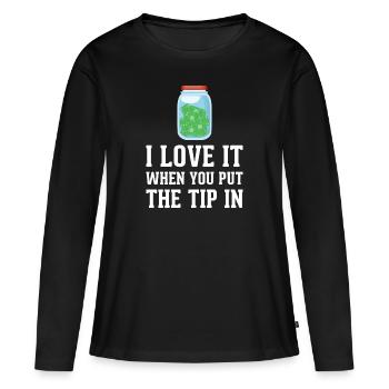 Trinkgeld Kellner Servicekraft Tip - Frauen Premium Bio Langarmshirt - Schwarz - Vorne - Julia (174cm)