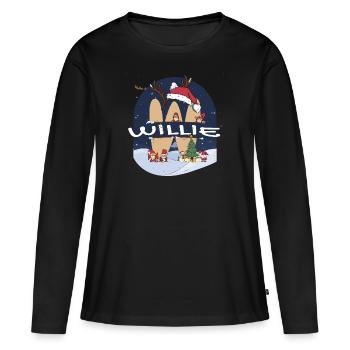 Toller Willie-Name mit Weihnachtsmütze im Weihnachtsthema - Frauen Premium Bio Langarmshirt - Schwarz - Vorne - Julia (174cm)