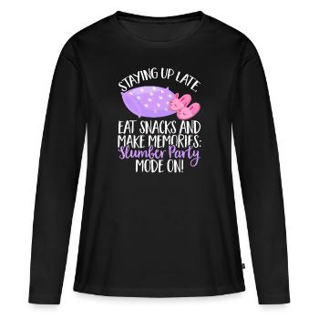 Soirée pyjama pyjama soirée pyjama - T-shirt manches longues Premium bio Femme - noir - Devant - Julia (174cm)