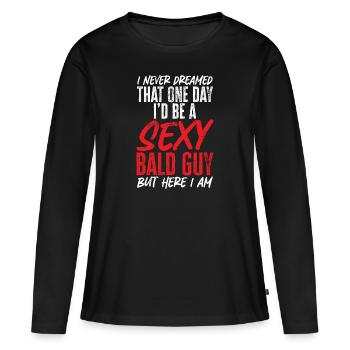 Bald Head Baldness Beard Bald Head - Women's Premium Organic Long Sleeve Shirt - black - Front - Julia (174cm)