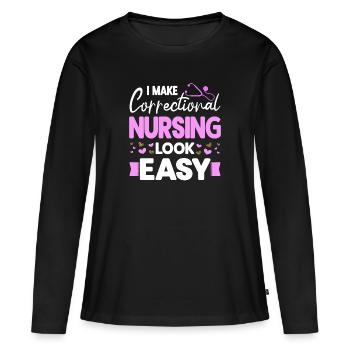 Je fais en sorte que les soins infirmiers correctionnels paraissent faciles, idée cadeau - T-shirt manches longues Premium bio Femme - noir - Devant - Julia (174cm)