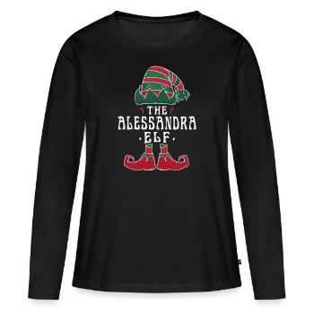 Alessandra Elf Famille Match Groupe Noël - T-shirt manches longues Premium bio Femme - noir - Devant - Julia (174cm)