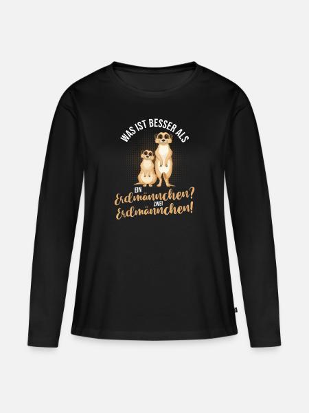 Erdmännchen - Frauen Premium Bio Langarmshirt - Schwarz